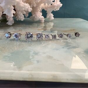 Lot of 9 Single Faux Diamond Stud Earrings